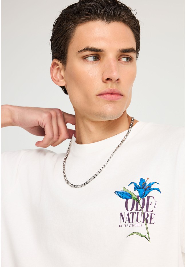 Ανδρικό relaxed t-shirt με τύπωμα στην πλάτη