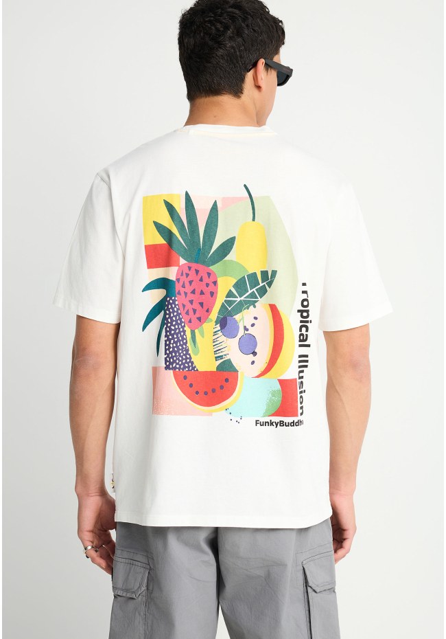 Ανδρικό relaxed t-shirt με τύπωμα στην πλάτη