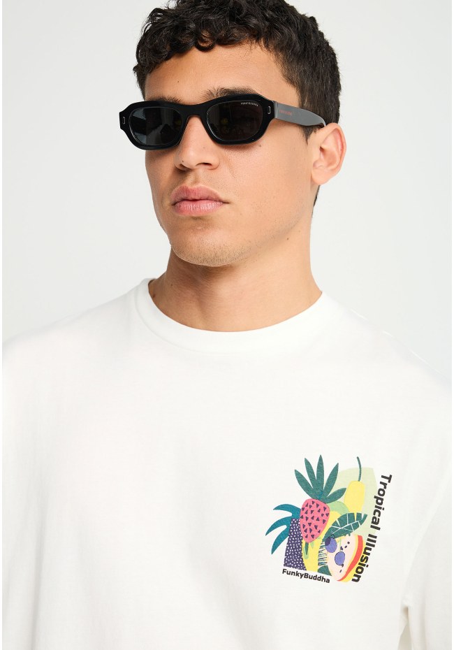Ανδρικό relaxed t-shirt με τύπωμα στην πλάτη
