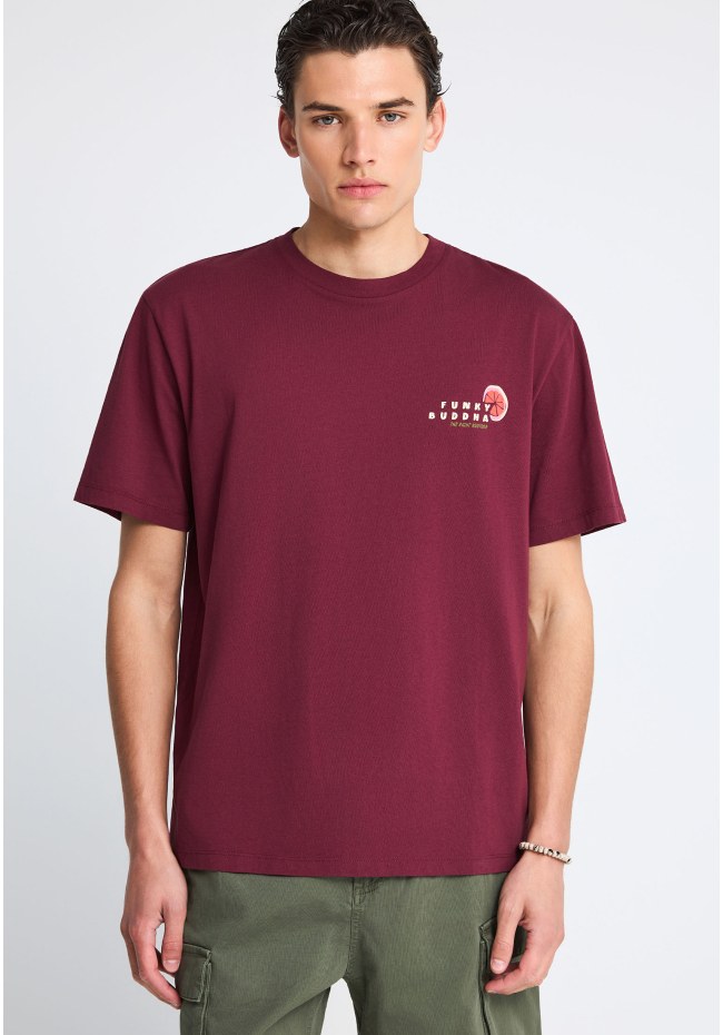 Ανδρικό relaxed t-shirt με τύπωμα στην πλάτη