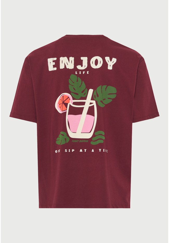 Ανδρικό relaxed t-shirt με τύπωμα στην πλάτη