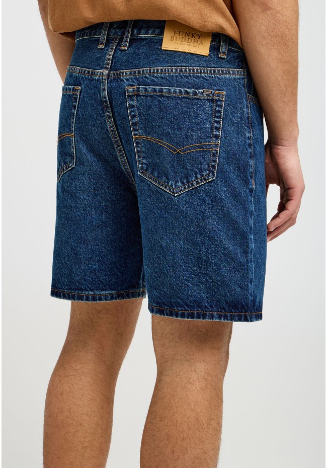 Ανδρική baggy βερμούδα τζην με washed effects