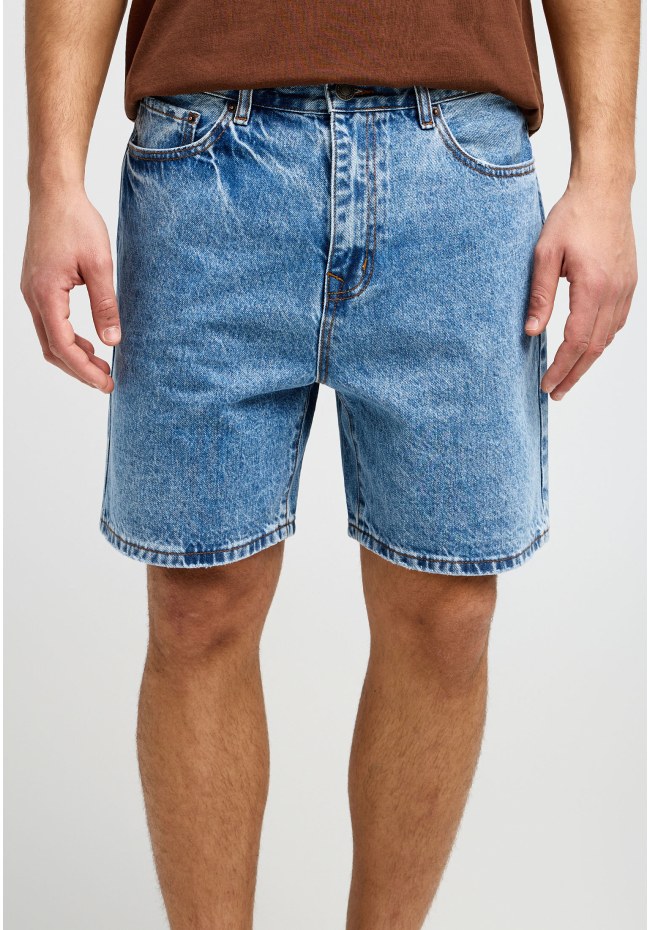 Ανδρική baggy βερμούδα τζην με washed effects