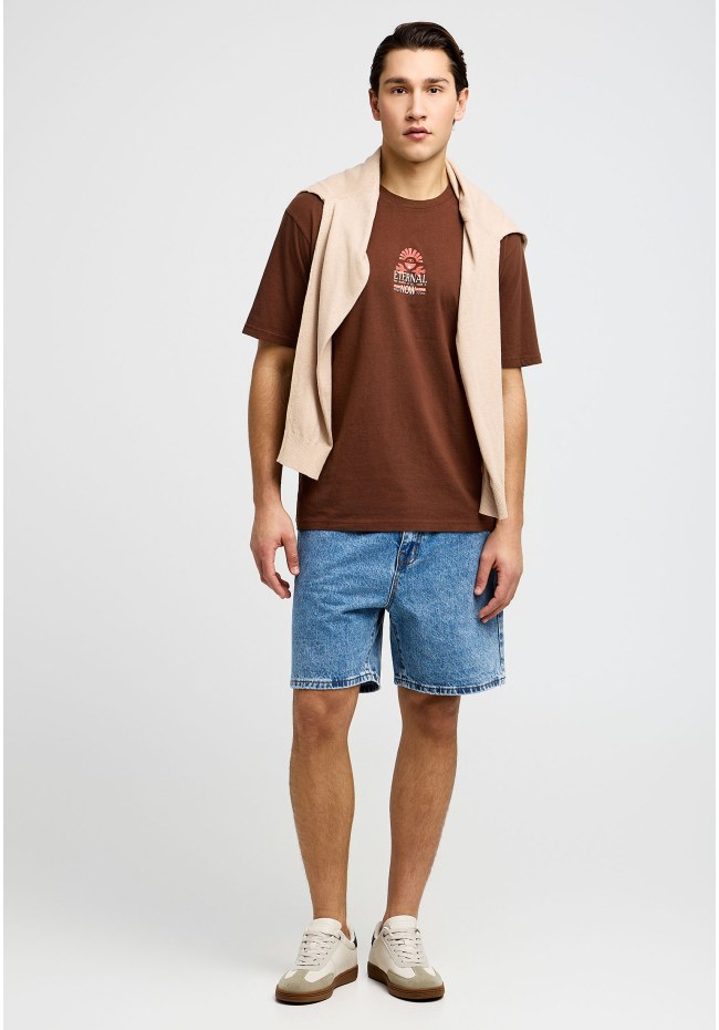 Ανδρική baggy βερμούδα τζην με washed effects