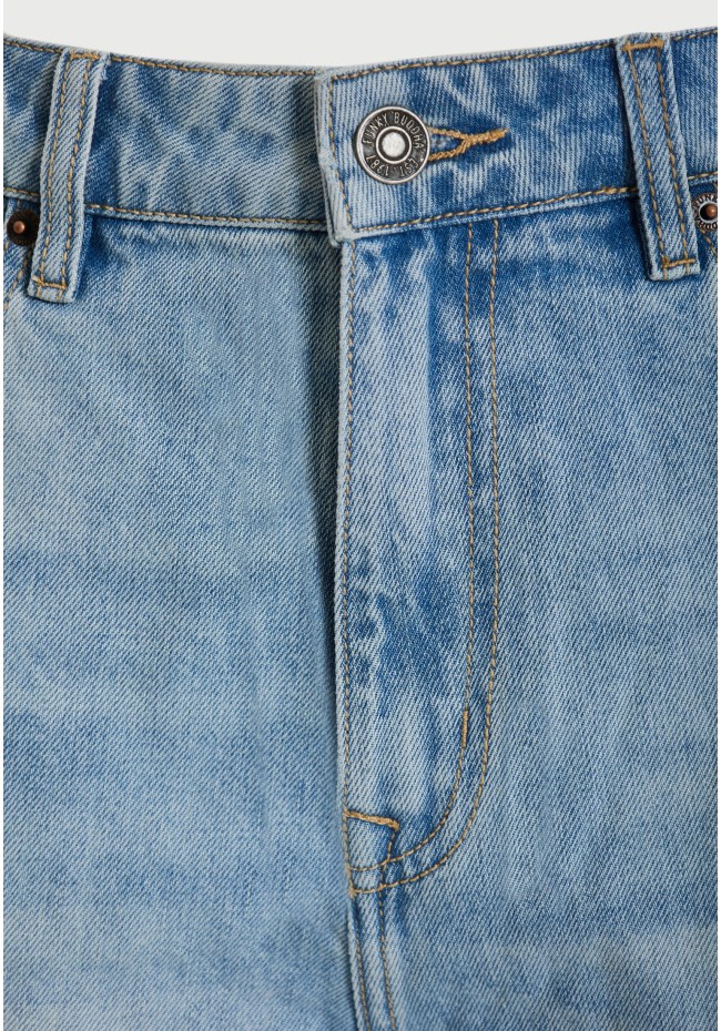 Men's baggy denim shorts with destroyed effects
