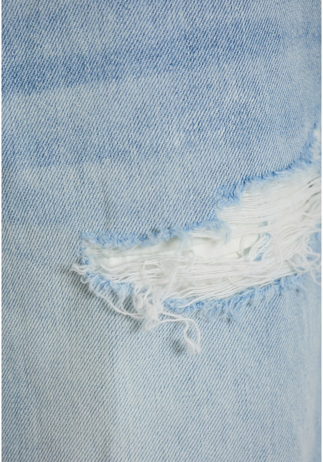 Men's baggy denim shorts with destroyed effects