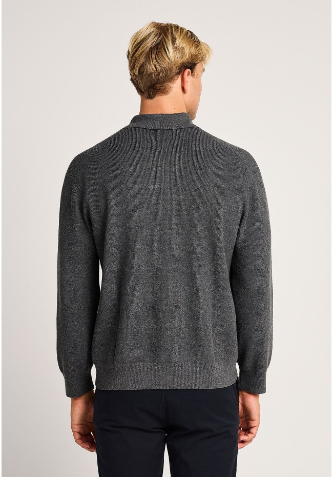 Ανδρική relaxed πλεκτή μπλούζα με γιακά half zip