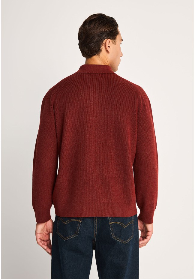 Ανδρική relaxed πλεκτή μπλούζα με γιακά half zip