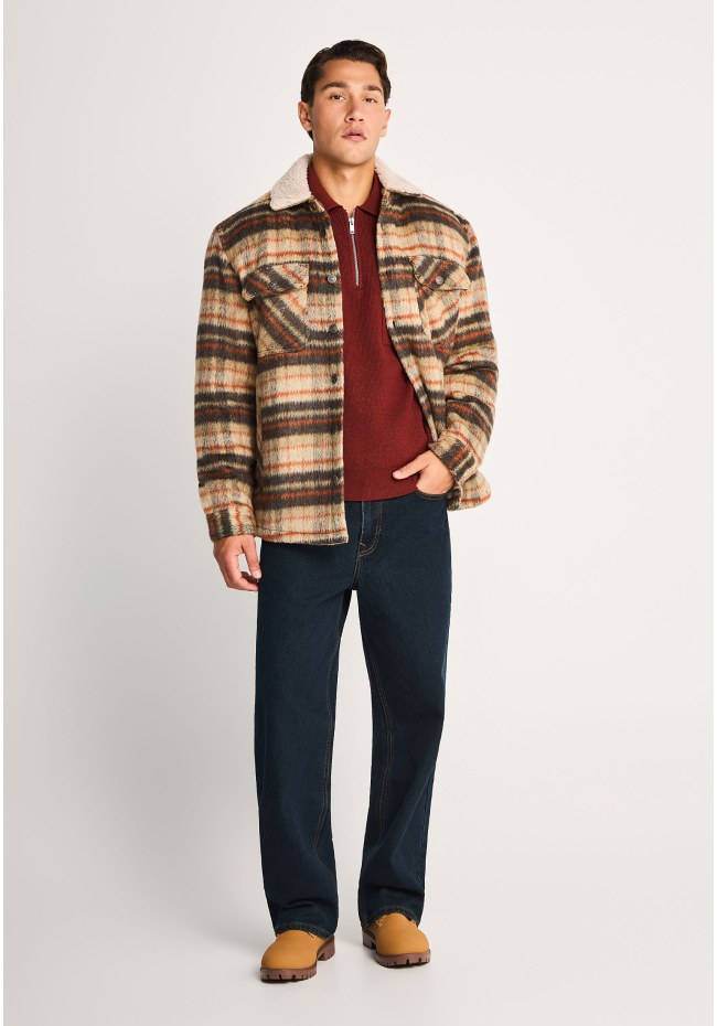 Ανδρική relaxed πλεκτή μπλούζα με γιακά half zip
