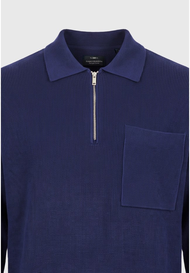 Ανδρική relaxed πλεκτή μπλούζα με γιακά half zip