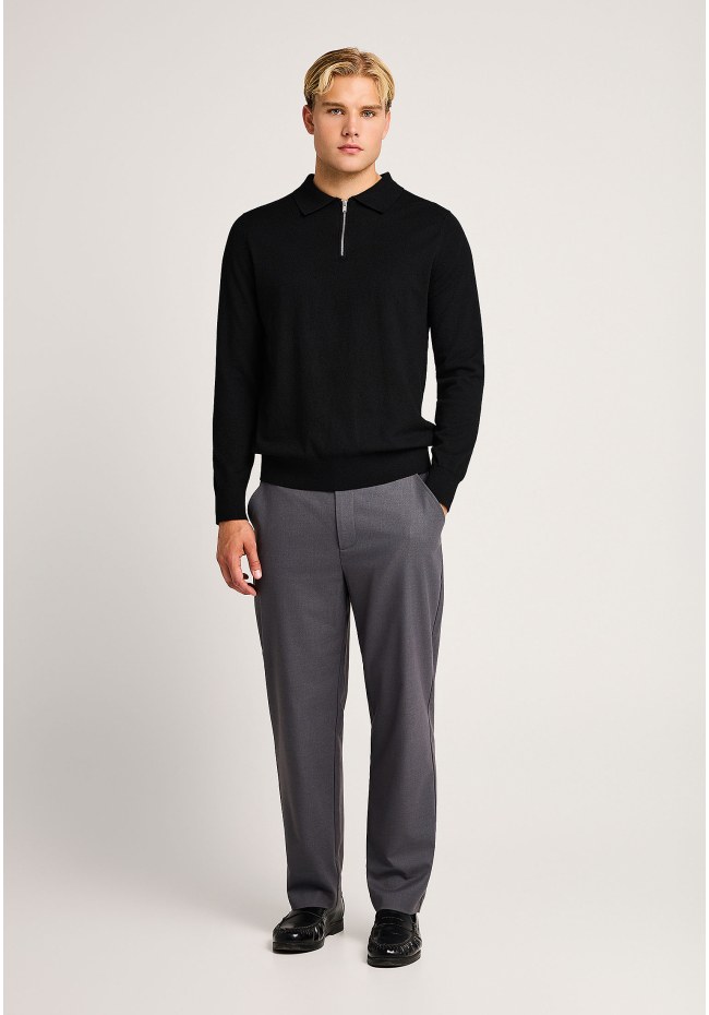Polo wool-blend πλεκτό πουλόβερ με φερμουάρ