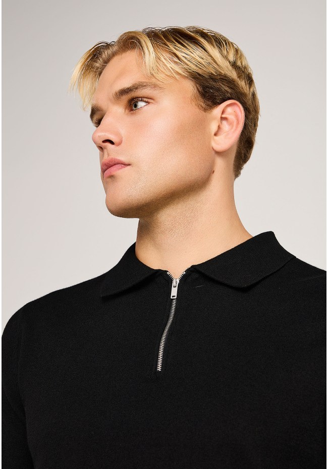 Polo wool-blend πλεκτό πουλόβερ με φερμουάρ