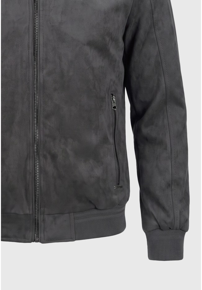 Suede bomber jacket με ζεστή καρό επένδυση