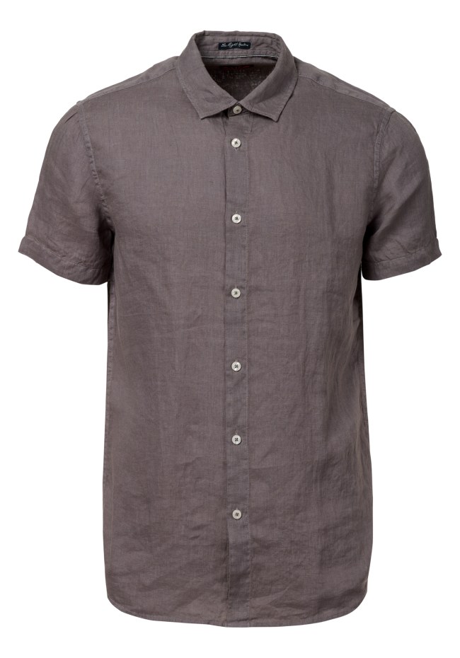 Short sleeve linen blend shirt
