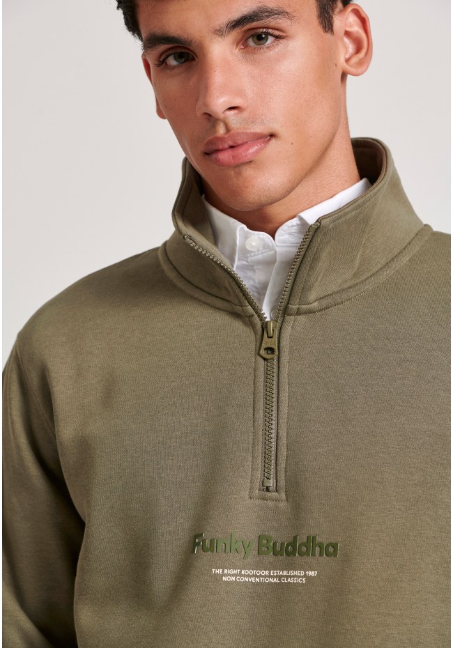 Relaxed fit half-zip φούτερ με branded τύπωμα