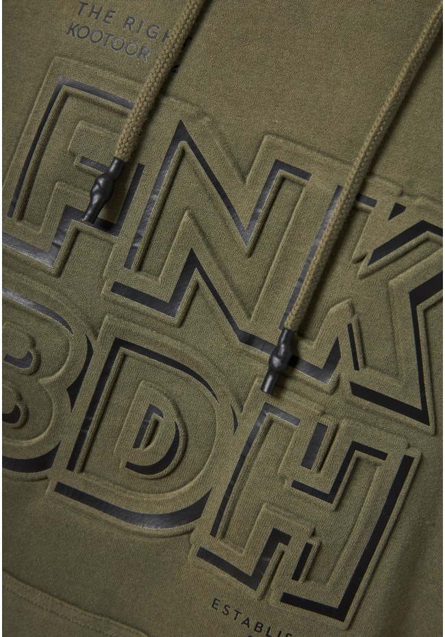 Relaxed fit overhead hoodie with embossed print on the chest