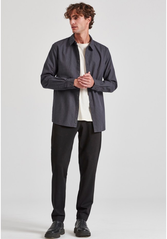 Yarn dyed micro-checked pattern shirt