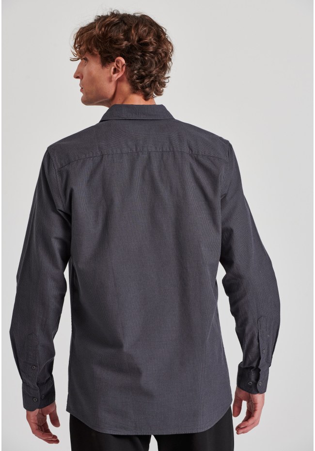 Yarn dyed micro-checked pattern shirt