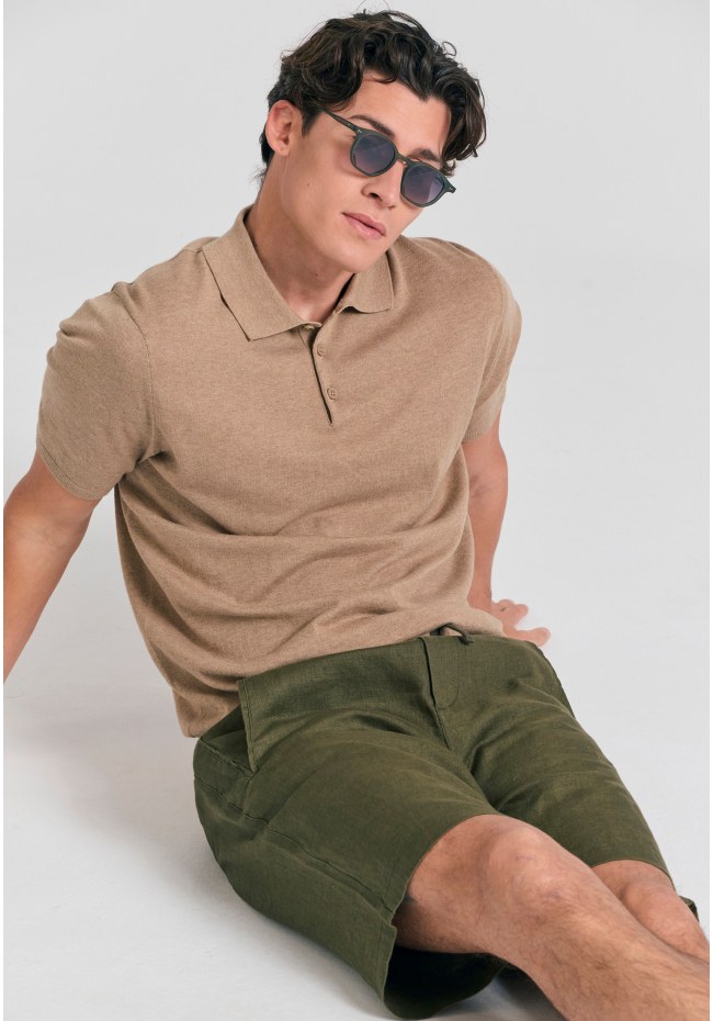 Comfort fit garment dyed βερμούδα από λινό