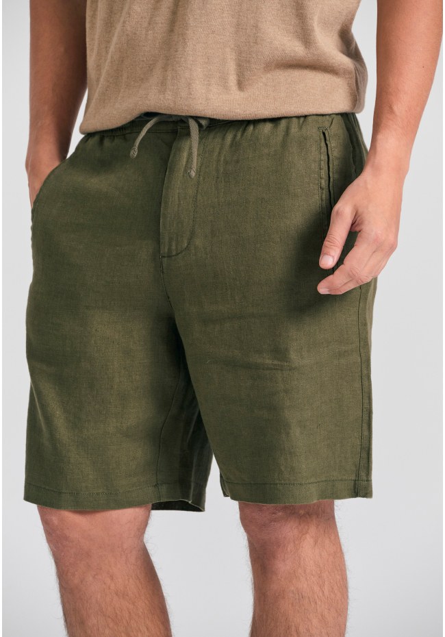 Comfort fit garment dyed βερμούδα από λινό