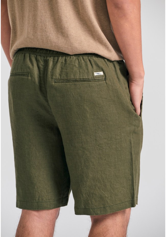 Comfort fit garment dyed βερμούδα από λινό