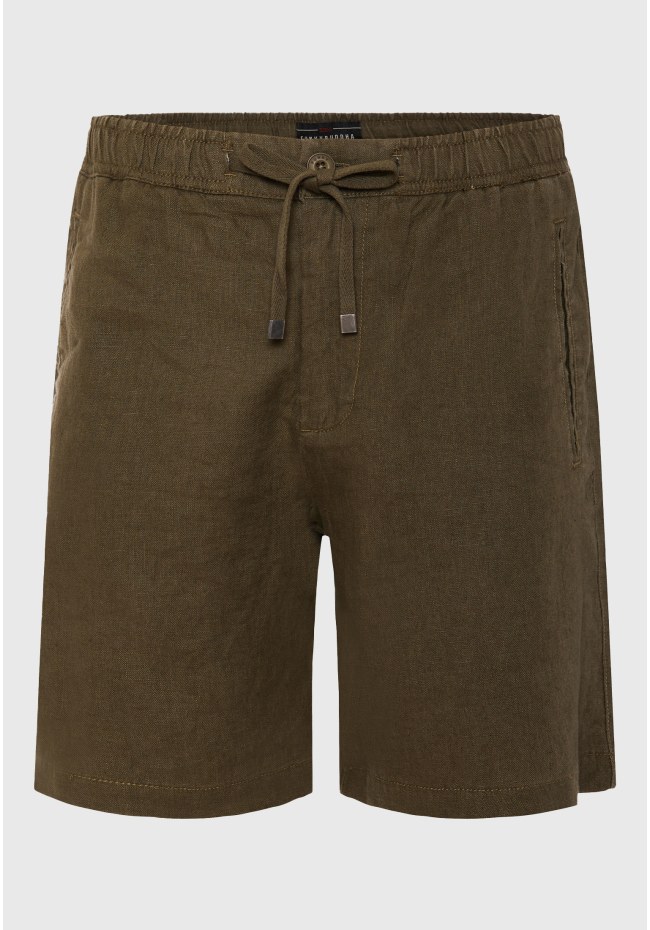 Comfort fit garment dyed βερμούδα από λινό