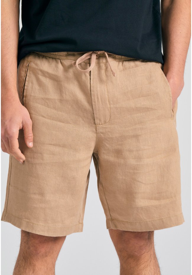 Comfort fit garment dyed βερμούδα από λινό