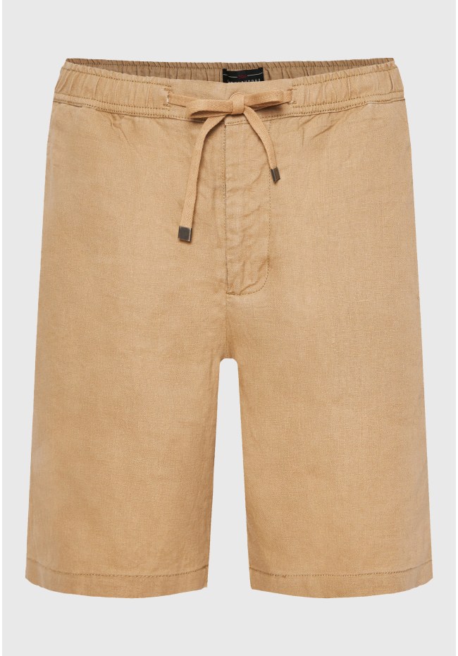 Comfort fit garment dyed βερμούδα από λινό