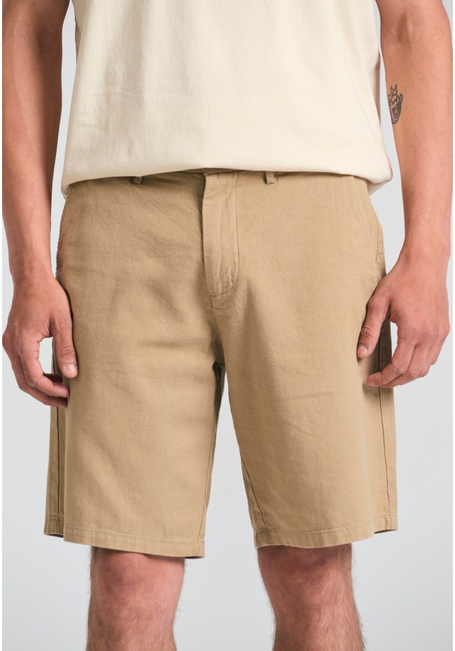 Linen blend garment dyed chino βερμούδα.