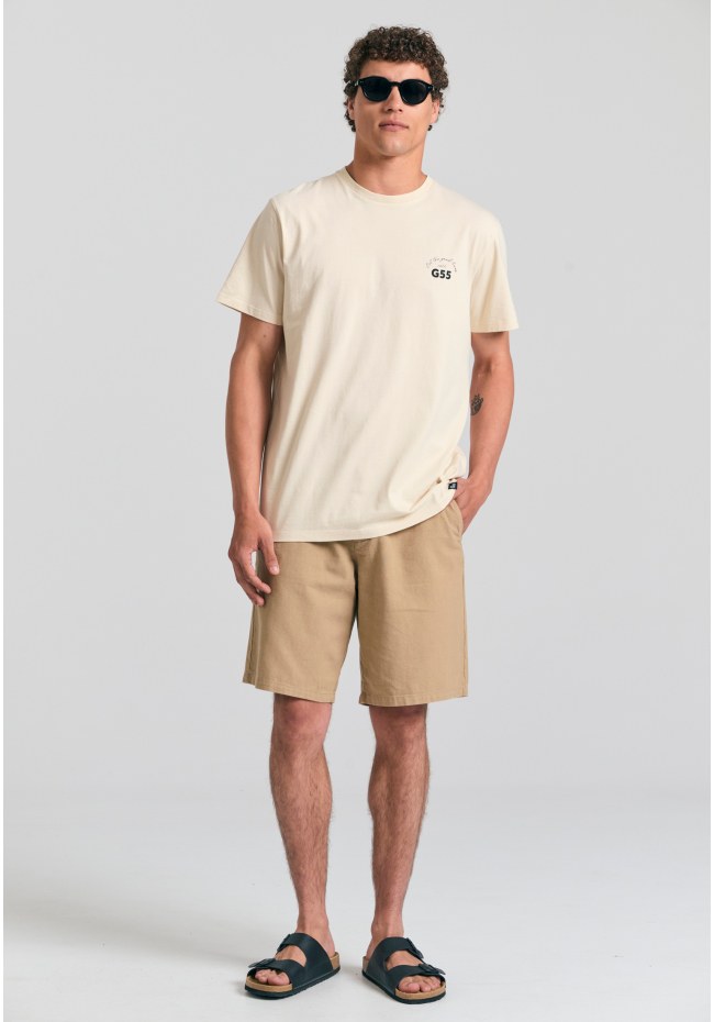 Linen blend garment dyed chino βερμούδα.