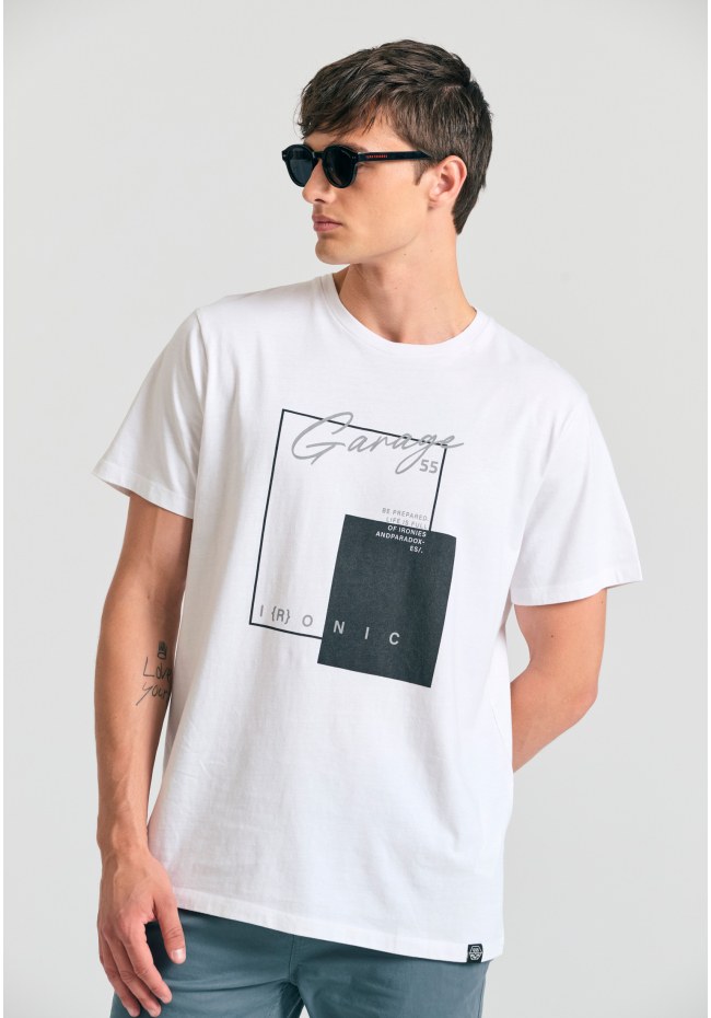 T-shirt με minimal τύπωμα Garage 55.