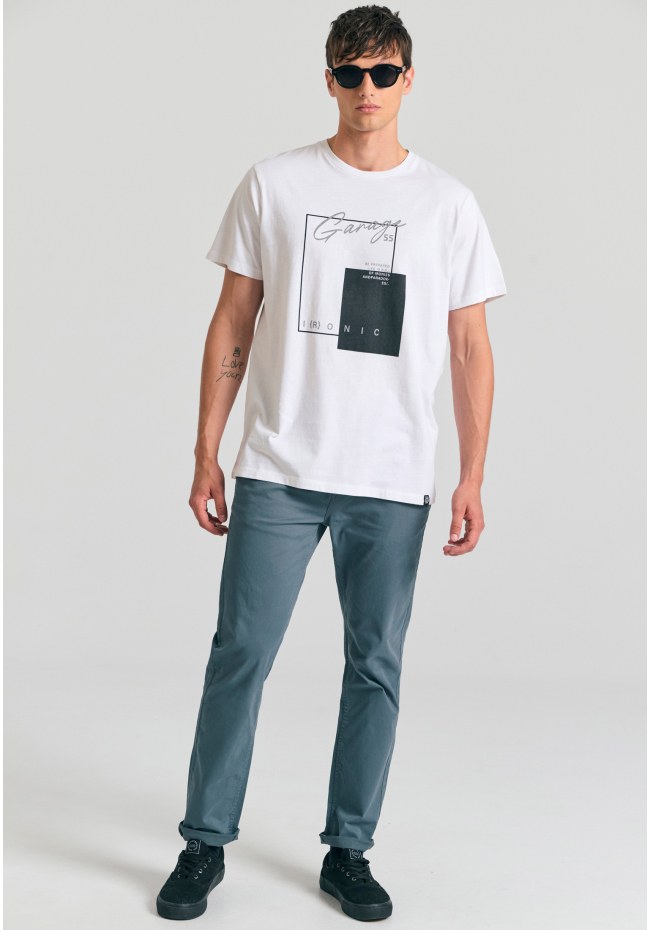 T-shirt με minimal τύπωμα Garage 55.