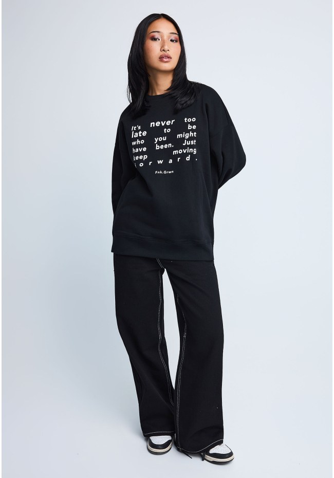 FNK.GRWN oversized φούτερ μπλούζα NEVER TOO LATE
