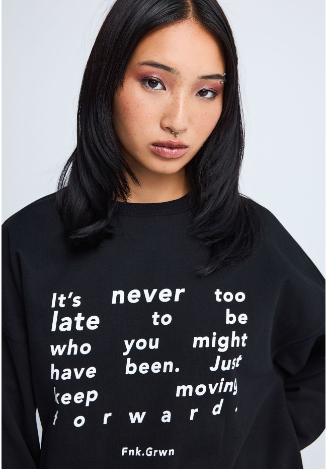 FNK.GRWN oversized φούτερ μπλούζα NEVER TOO LATE