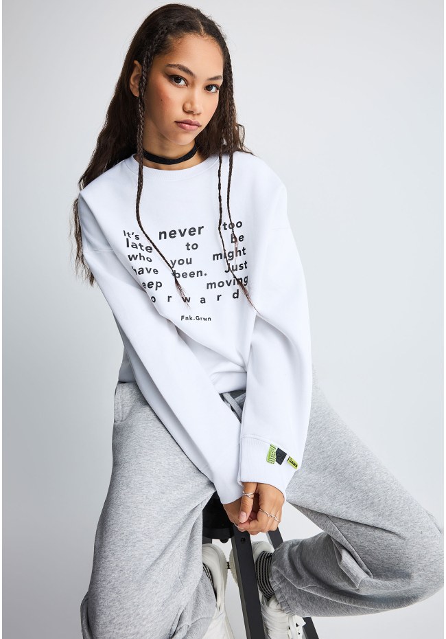 FNK.GRWN oversized φούτερ μπλούζα NEVER TOO LATE