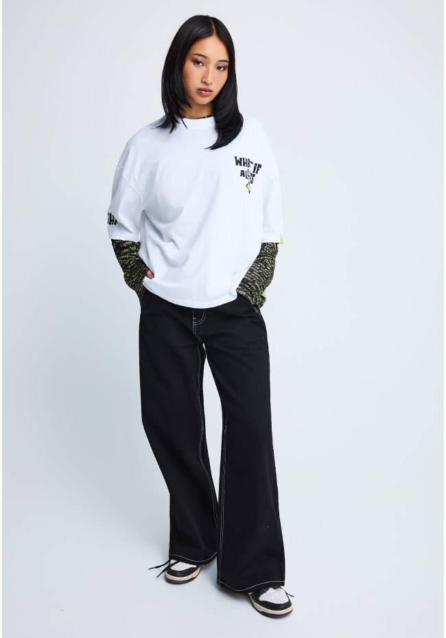 FNK.GRWN oversized t-shirt με τύπωμα WHAT IF