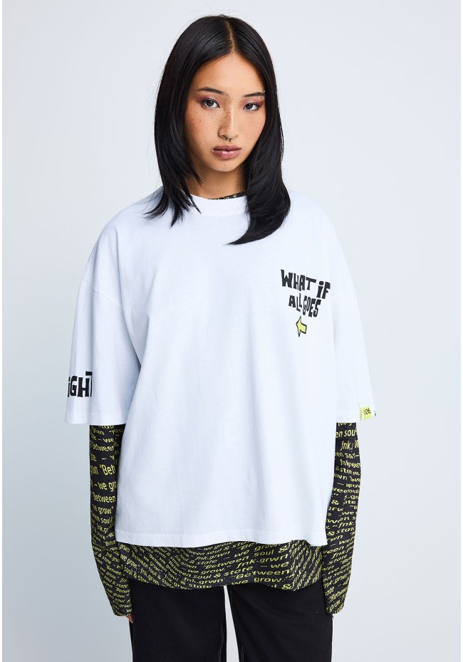 FNK.GRWN oversized t-shirt με τύπωμα WHAT IF