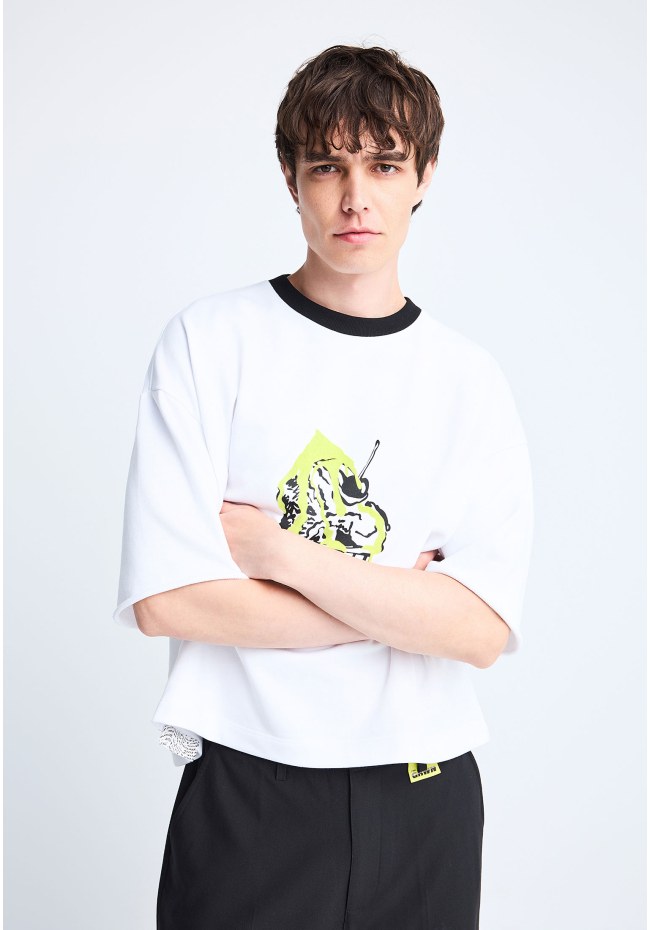 FNK.GRWN oversized cropped t-shirt με τύπωμα
