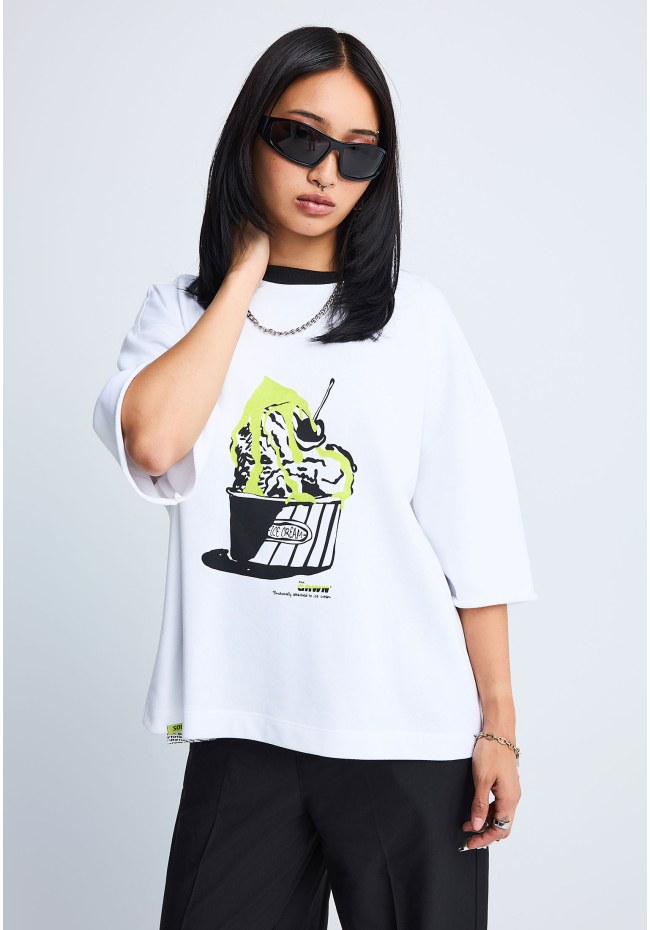 FNK.GRWN oversized cropped t-shirt με τύπωμα