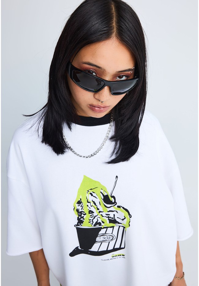 FNK.GRWN oversized cropped t-shirt με τύπωμα