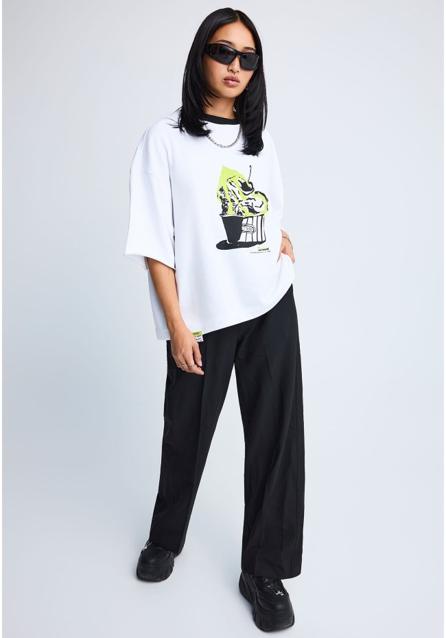 FNK.GRWN oversized cropped t-shirt με τύπωμα