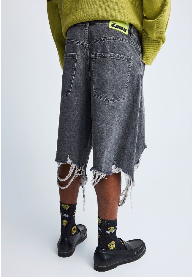 FNK.GRWN loose jean βερμούδα με φθορές