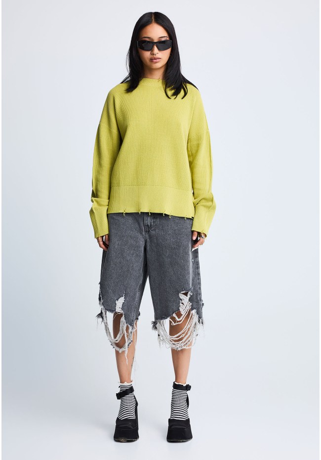 FNK.GRWN loose jean βερμούδα με φθορές