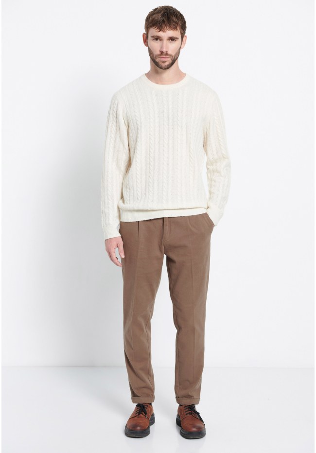 Cable knit πουλόβερ με μίξη από μαλλί Marron