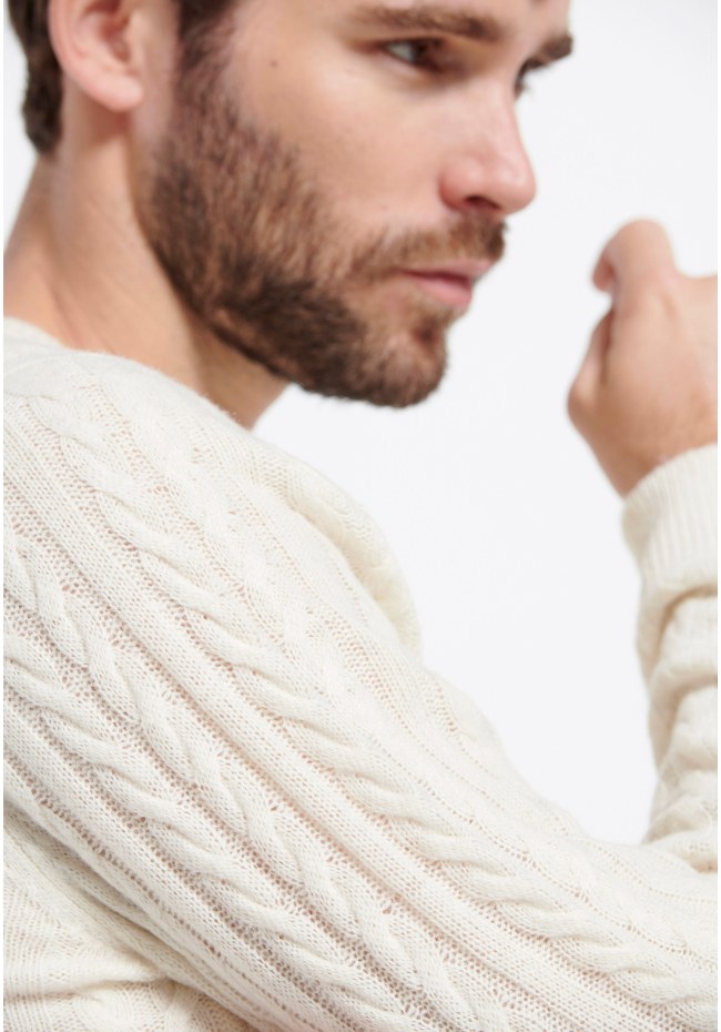 Cable knit πουλόβερ με μίξη από μαλλί Marron
