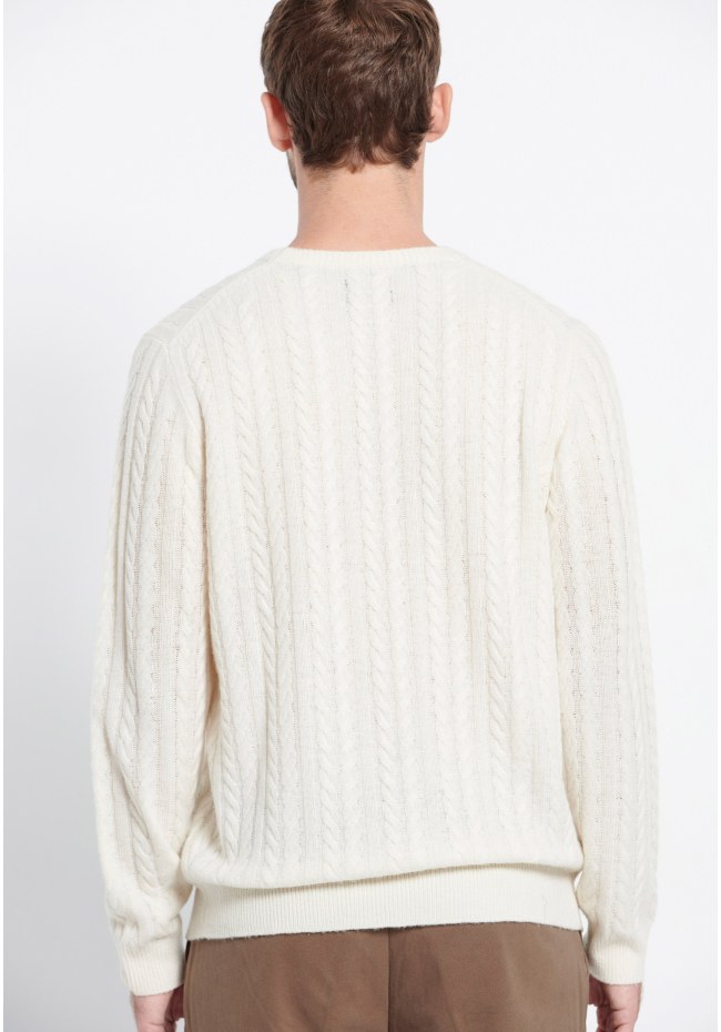 Cable knit πουλόβερ με μίξη από μαλλί Marron