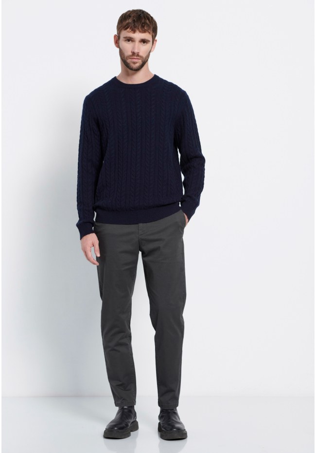 Cable knit πουλόβερ με μίξη από μαλλί Marron