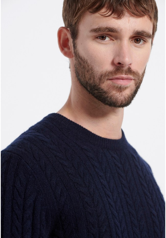 Cable knit πουλόβερ με μίξη από μαλλί Marron