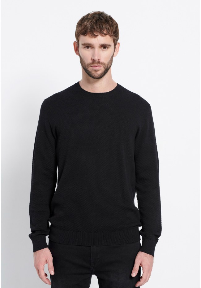 Men's slim fit pullover with waffle weaving - Marron label