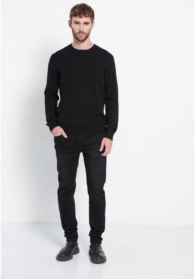 Men's slim fit pullover with waffle weaving - Marron label